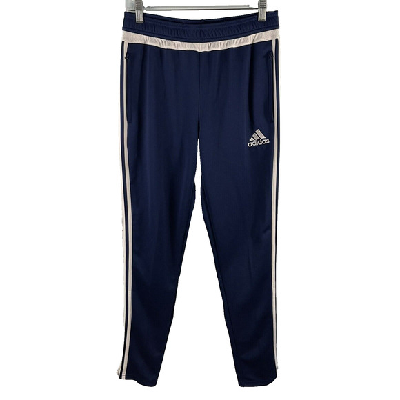 NWT Adidas Navy Blue Athletic Ankle Zip Track Pants White Stripes Boys XL 18-20 - Picture 1 of 13